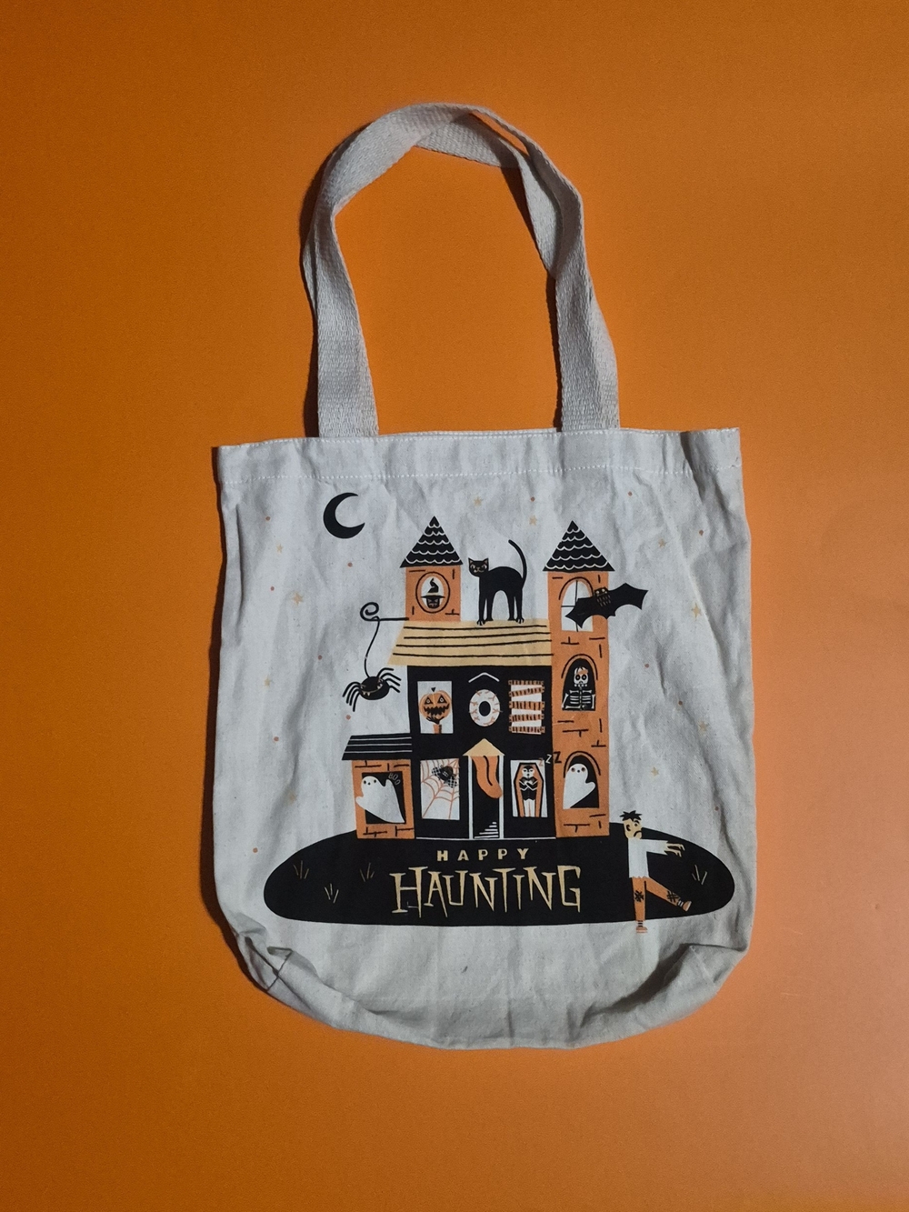 Hallmark Halloween Haunted House Tote - White, Orange, Black